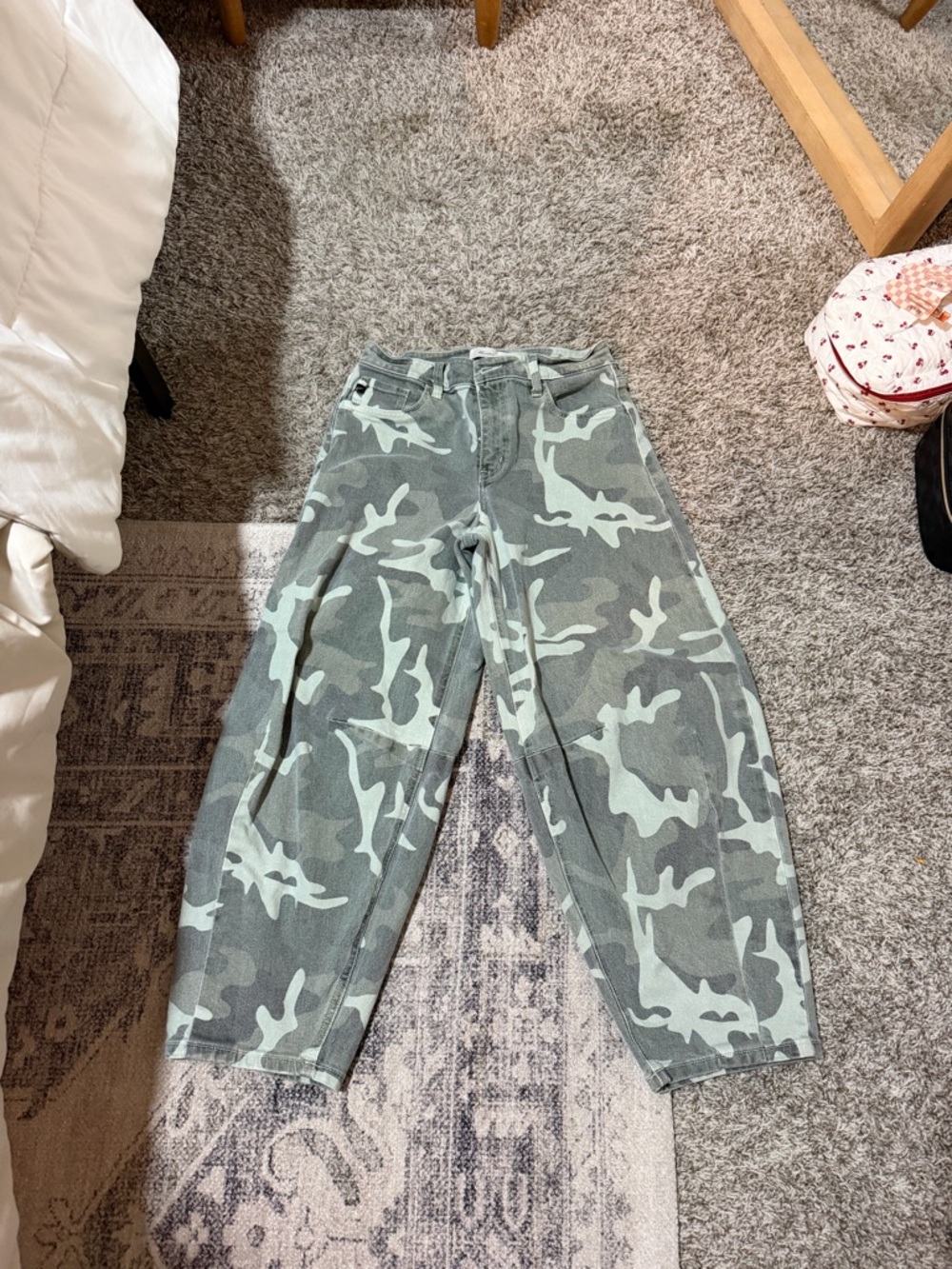 bohme Green Camouflage Straight Leg Jeans